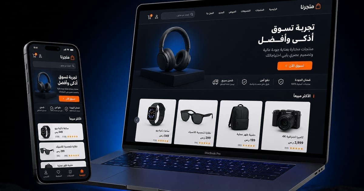 معاينة متجر إلكتروني وموقع احترافي — تطوير مواقع ومتاجر رقمية
